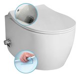 SENTIMENTI CLEANWASH závesná WC misa, integrovaný ventil a bidetová spŕška, Rimless, 36x53cm, biela
