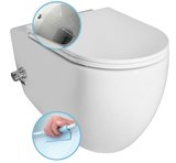 INFINITY CLEANWASH závesná WC misa, integrovaný ventil a bidetová spŕška, Rimless, 36,5x53cm, biela