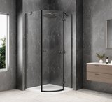 GLOBE GUN METAL štvrťkruhová sprchová zástena 900x900mm, číre sklo, pravé