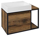 SKARA umývadlová skrinka 80x49,5x46,5cm, čierna mat/dub Collingwood