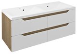 WAVE dvojumývadlová skrinka 119,7x50x47,8cm, biela/dub cuneo