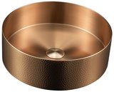 AURUM nerezové umývadlo na dosku, priemer 38cm, vrátane odtoku, tepaný kov, meď mat