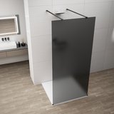 ESCA BLACK MATT jednodielna sprchová zástena do priestoru, dymové sklo, 1400 mm