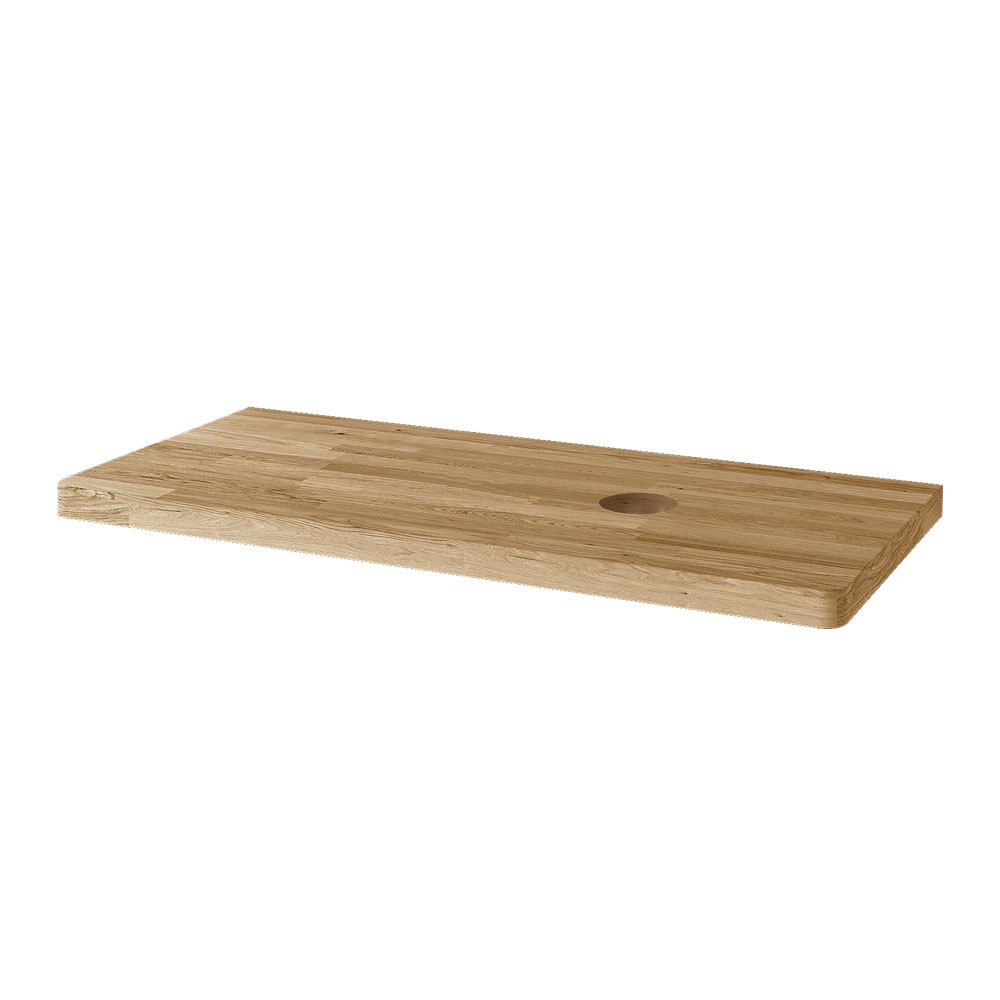 Mereo Siena, kúpeľňová doska na skrinku, dub masív, 100 cm, L/P, asymetrická, s výrezom na skrinku 80 cm