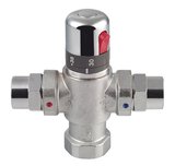 Termostatický regulátor teploty vody, 1", pre 4 až 8 odberných miest, chróm