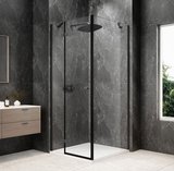 GLOBE GUN METAL štvorcová sprchová zástena 1000x1000mm, číre sklo, ľavá