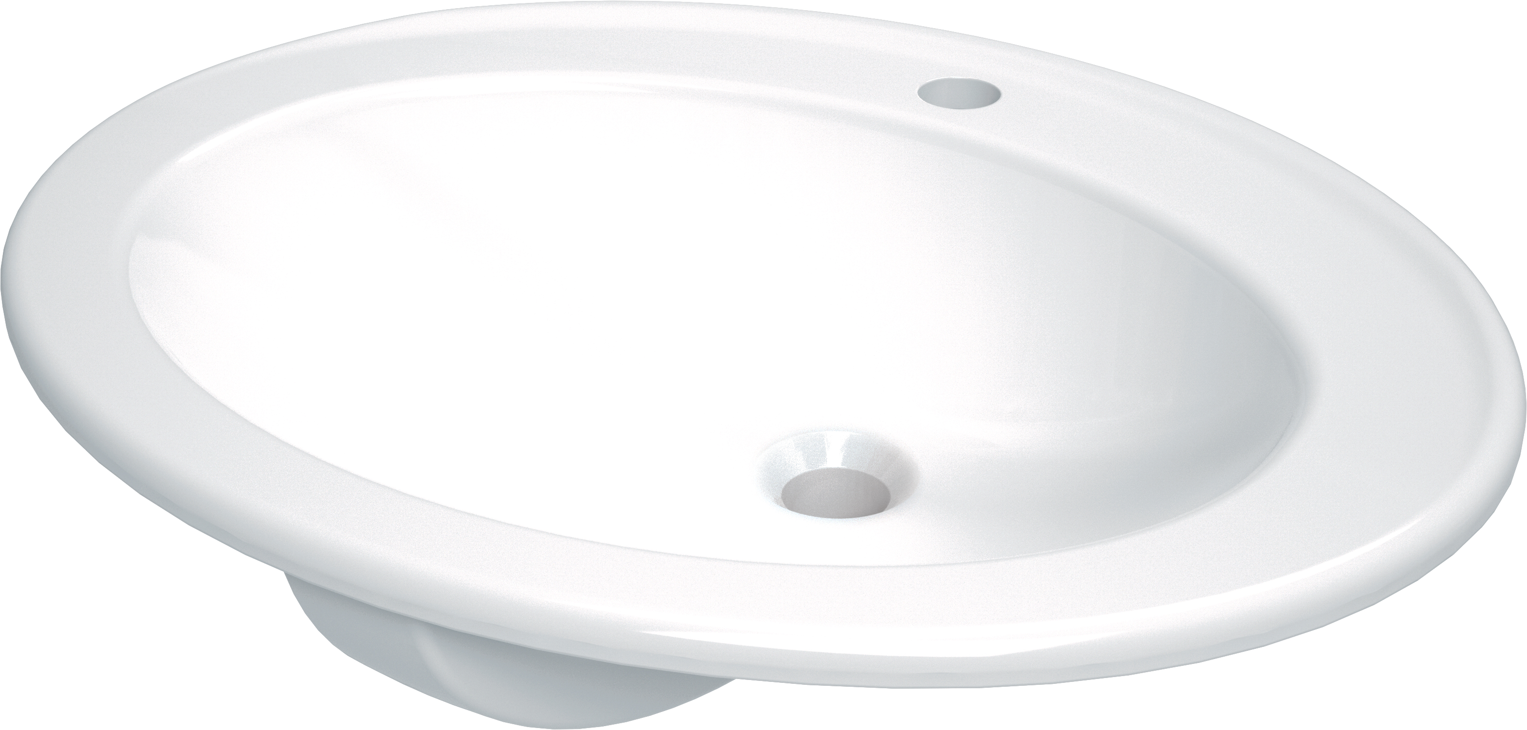 Round - Umywalka ceramiczna wpuszczana z miejscem na baterię