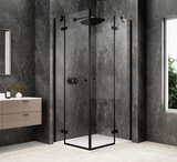 GLOBE BLACK obdĺžniková sprchová zástena 900x800mm, rohový vstup, číre sklo