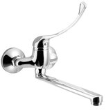 AQUALINE 35 nástenná batéria, rozteč 100mm, lekárska páka, ploché ramienko, 220mm, chróm