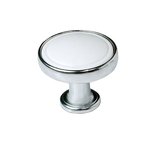 SAPHO Kovová úchytka, priemer 30mm, chróm/biela – príslušenstvo ku kúpeľňovému nábytku