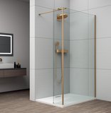 ESCA GOLD MATT sprchová zástena s inštaláciou k stene 1000mm a prídavným panelom 485mm, číre sklo