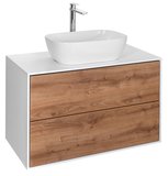 ZANYA umývadlová skrinka 80x50x46cm, biela mat/dub emporio