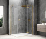 GLOBE GOLD MATT obdĺžniková sprchová zástena 1200x800mm, číre sklo, pravé
