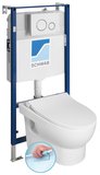 ABSOLUTE závesné WC Rimless s podomietkovou nádržkou a tlačidlom Schwab, biela