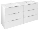 CIRASA umývadlová skrinka 139,6x75x46cm, 3x zásuvka, biela lesk