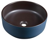 PRIORI keramické umývadlo na dosku, priemer 41cm, hnedá/modrá