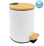 BAMBUS odpadkový kôš guľatý 3l, Soft close, biela mat