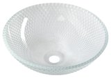 PUKETA gravírované sklenené umývadlo na dosku priemer 42cm, číre sklo
