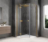GLOBE GOLD MATT štvrťkruhová sprchová zástena 800x800mm, číre sklo, ľavá