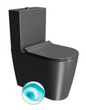 KUBE X WC kombi, Swirlflush, spodný/zadý odpad, čierna dual-mat