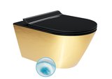KUBE X závesná WC misa GeniusFlush, 36x55cm, čierna/zlata