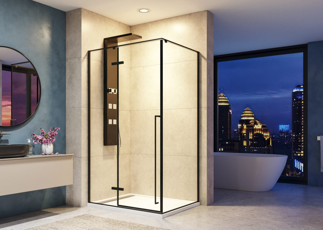 Aquatek HAPPY BLACK R23 120×80 HAPPY BLACK R33 120×90. – obdĺžnikový sprchový kút