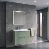 CIRASA kúpeľňová skrinka 70cm CIRASA s umývadlom a LED zrkadlom, 2 zásuvky, verde