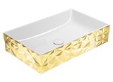 KUBE X DIAMANTE keramické umývadlo na dosku 60x37cm, biela ExtraGlaze/zlata