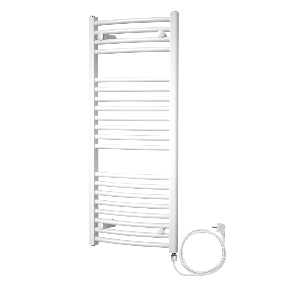 Mereo Vykurovací rebrík oblý 450x1330 mm, biely, elektrický – elektrický sušiak uterákov