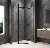 GLOBE BLACK štvrťkruhová sprchová zástena 1000x900mm, číre sklo, pravé
