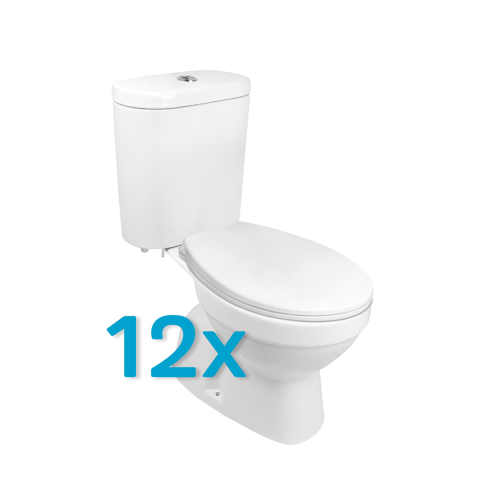 Mereo WC kombi, RIMLESS, spodný odpad s armatúrou, 12 ks