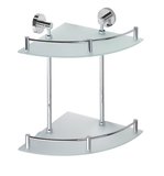 X-ROUND E polička sklo roh dvojitá s hrazdou 280x380x280mm, chróm