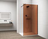 ESCA BLACK MATT jednodielna sprchová zástena na inštaláciu k stene, sklo Marron, 900 mm