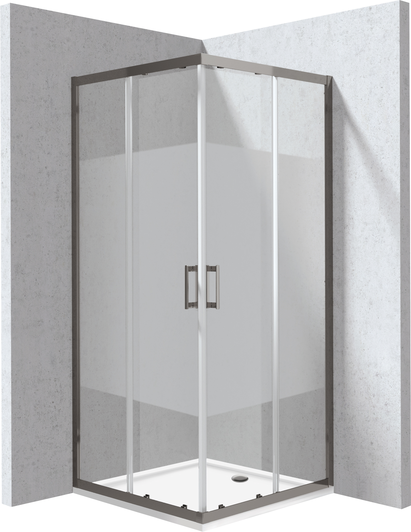 Deante Funkia Evo - Kabina prysznicowa z brodzikiem kwadratowa 80x80 cm - wzór pas – sprchový box