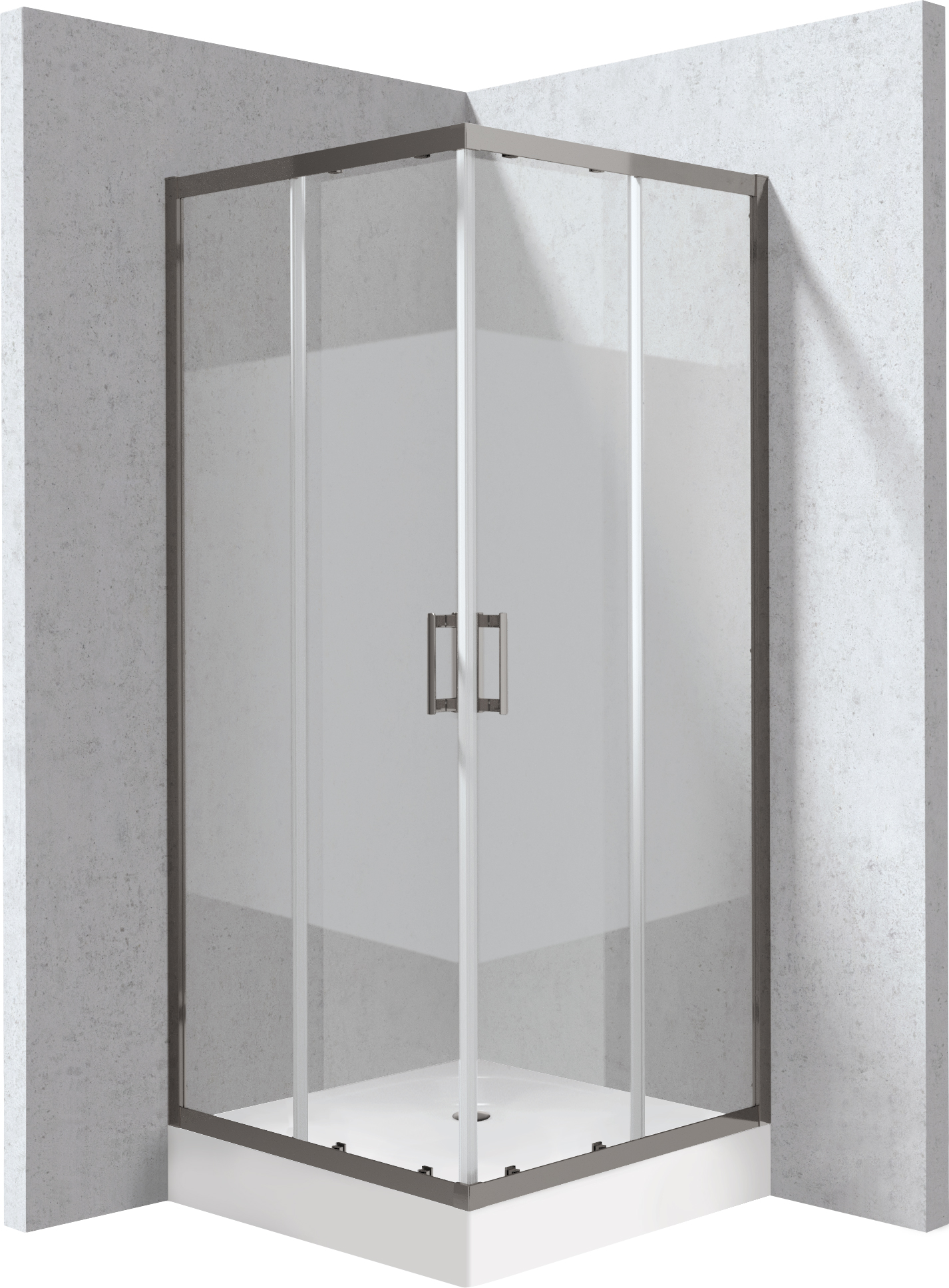 Deante Funkia Evo - Kabina prysznicowa z brodzikiem kwadratowa 80x80 cm - wzór pas – sprchový box
