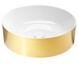 KUBE X keramické umývadlo na dosku, priemer 45cm, biela ExtraGlaze/zlato