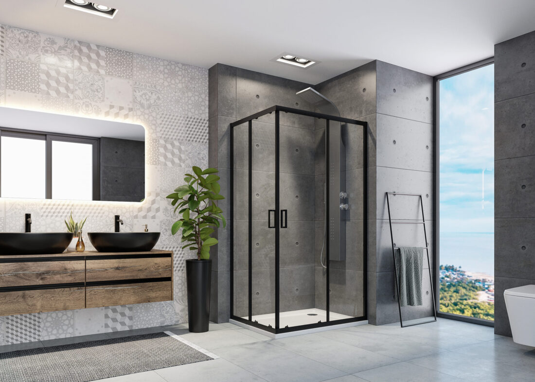 Aquatek ABILITY BLACK R4 90×70 • ABILITY BLACK R14 100×80 – obdĺžnikový sprchový kút