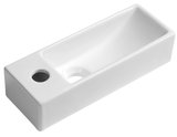 AQUA MINI keramické umývadlo 38x14cm, otvor pre batériu vľavo, biela
