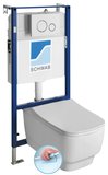 BELLO závesné WC Rimless s podomietkovou nádržkou a tlačidlom Schwab, biela