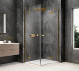 GLOBE GOLD MATT obdĺžniková sprchová zástena 1100x900mm, rohový vstup, číre sklo