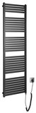 SAPHO TONDI-E elektrické vykurovacie teleso, rovné, 450x1690 mm, 600 W, čierna mat – elektrický sušiak…