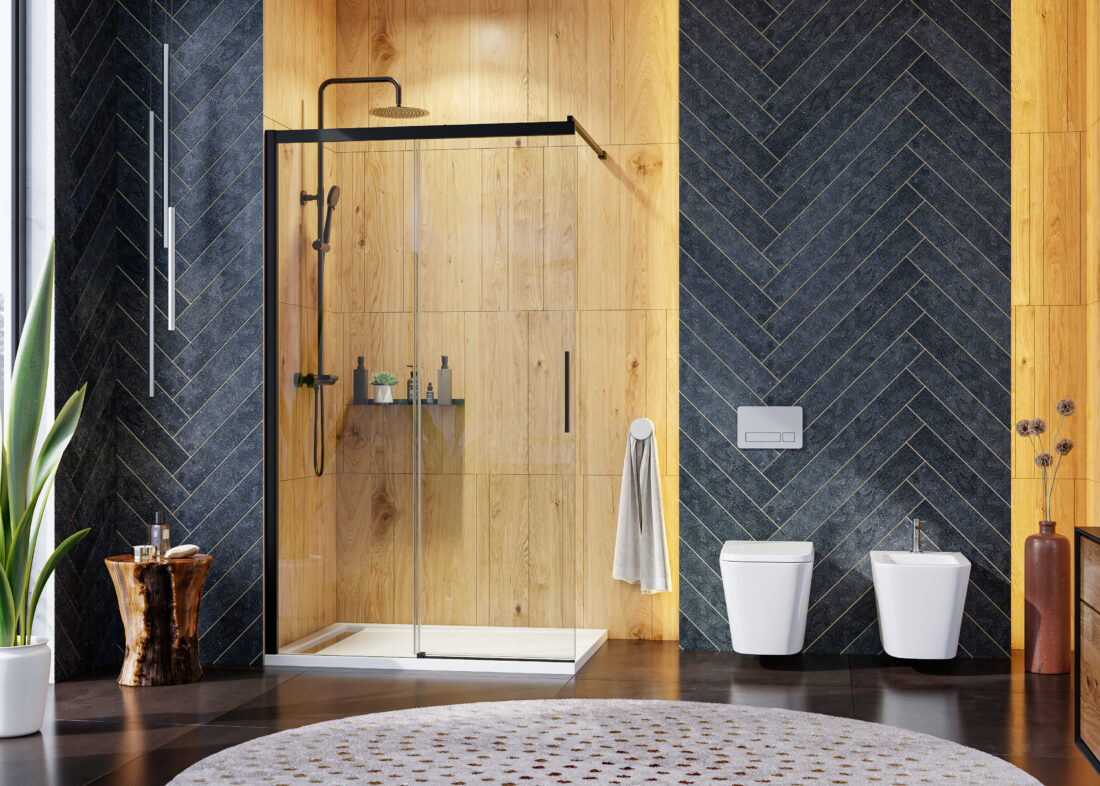 Aquatek WELLNESS BLACK K2 100-140 – štvorcový sprchový kút