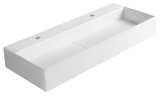 CUBIS umývadlo, liatý mramor, 100x40cm, dva otvory pre batériu, biela