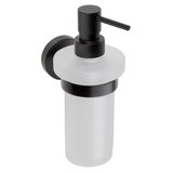 X-ROUND BLACK závesný dávkovač mydla 230ml, mliečne sklo, čierna mat