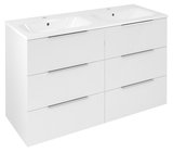 CIRASA umývadlová skrinka 118,4x75x46cm, 3x zásuvka, biela lesk