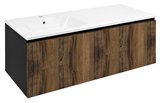 LOREA skrinka 120x46x51,5cm (90+30cm), ľavá, dub collingwood/čierna matná