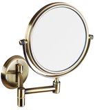 Závesné kozmetické zrkadlo, priemer 140mm, obojstranné, bronz