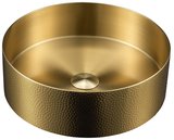 AURUM nerezové umývadlo na dosku, priemer 38cm, vrátane odtoku, tepané, zlato mat