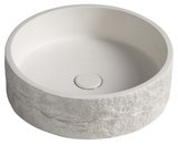 ISPIR betónové umývadlo vrátane odtoku, 40cm, biely pieskovec