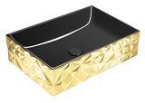 KUBE X DIAMANTE keramické umývadlo na dosku 50x37cm, čierná ExtraGlaze/zlata